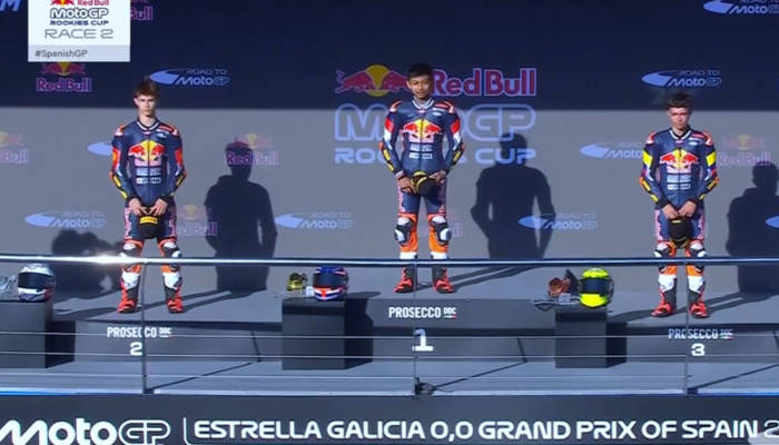 Kiandra Ramadhipa Ukir Sejarah, Juara Race 2 Red Bull MotoGP Rookies Cup 2026