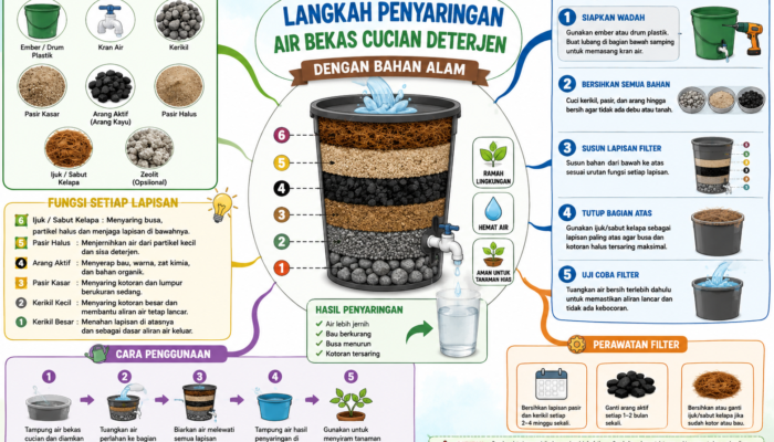 Cara Membuat Alat Penyaring Air Bekas Cucian Deterjen dari Bahan Alami Murah dan Mudah