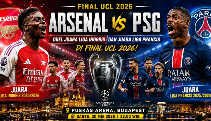 Arsenal vs PSG Malam Ini: Duel Juara Liga Inggris dan Juara Liga Prancis di Final UCL 2026