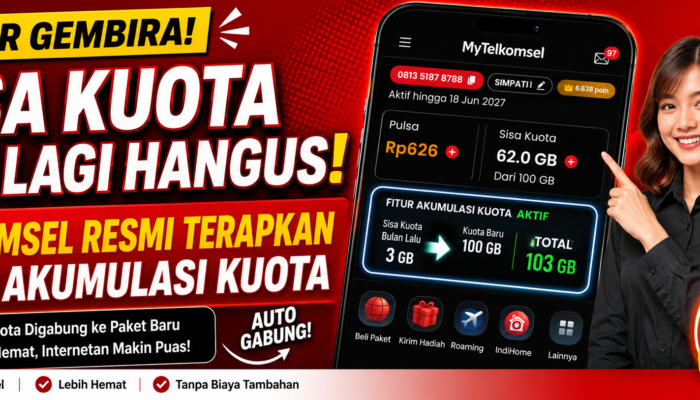 Telkomsel Resmi Terapkan Fitur Akumulasi Kuota, Sisa Paket Internet Kini Bisa Dibawa ke Bulan Berikutnya